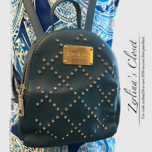 Bebe Teal Rhinestone Backpack Purse